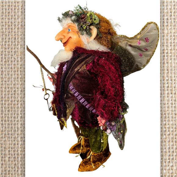 Large Woodland Troll Fairy Art Doll | Velvet Costume & Resin Face - Picture 4 of 8